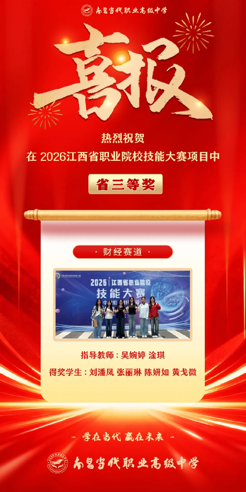 喜报 | 南昌当代职业高级中学斩获2026年···